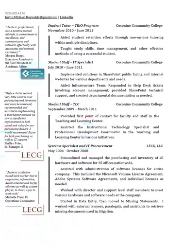 previous resume page 2