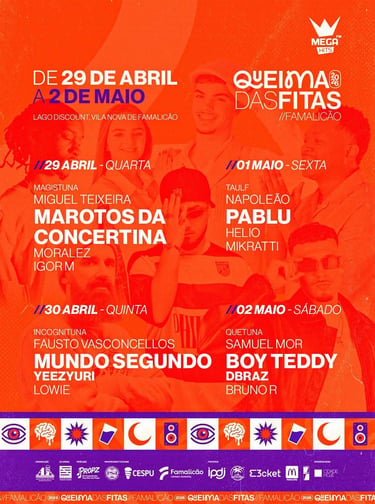 cartaz da Queima das Fitas Famalicão 2026 com lineup completo