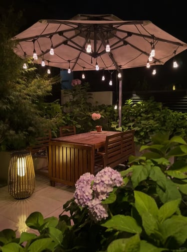 Warm decorative lamp for outdoor living spaces, suitable for balconies, patios, and cozy garden corn