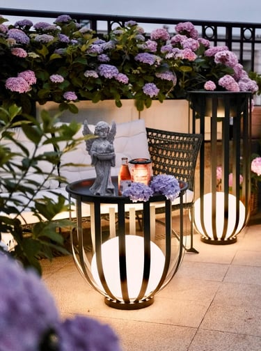 Warm decorative lamp for outdoor living spaces, suitable for balconies, patios, and cozy garden corn