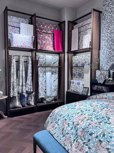 William Morris-inspired interior featuring botanical patterns, natural materials, and traditional Arts and Crafts design.