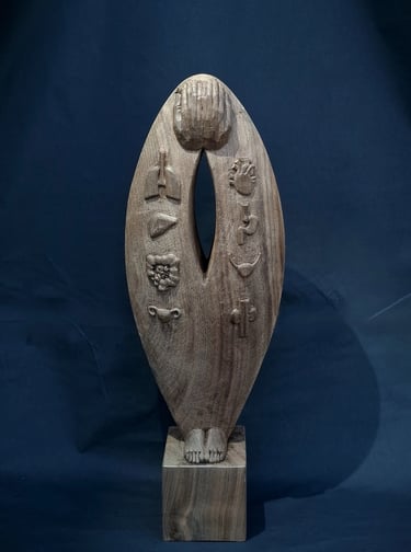 Die Suche, Holzskulptur, menschliche Anatomie der inneren Organe