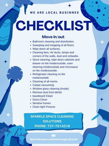 a flyer for a cleaning business move in and out checklist