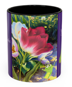 Coffee mug with a floral illustration from A Bloom for Wiggles
