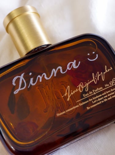 Engraved perfume bottle with name for a brand activation by Handwritten by Belle.