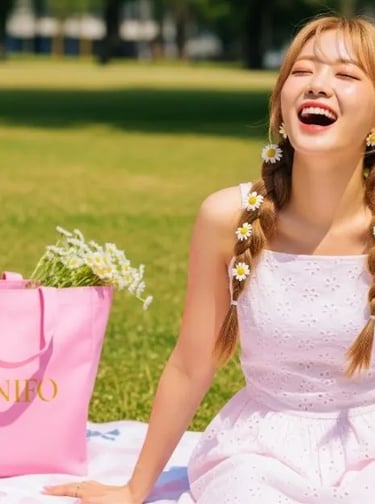 Seorang Model dengan Tote Bag dari kain kanvas polyester SIGNIFO