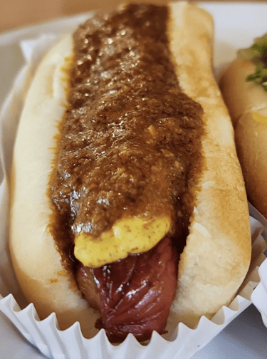 Miner's Mischief - hot dog with our proprietary 24-ingredient hot dog sauce