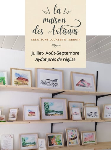 boutique artisans art aydat lac auvergne créations aquarelle couture,bougies souvenirs