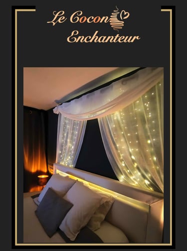 lit de la love room LE COCON ENCHANTEUR proche de st malo en ILLE ET VILAINE