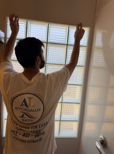 installing window trim in shower 
