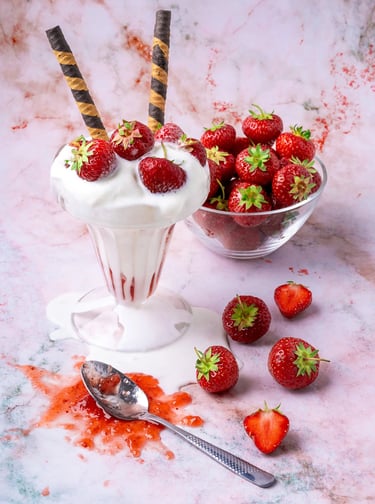 a bowl of strawberries and strawberries in a bowl