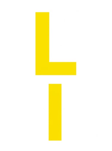 A minimalist graphic of a yellow capital letter L stacked above a vertical line on a white background.