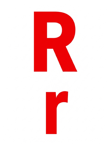 Bold red uppercase and lowercase letter R in a sans-serif font on a white background.