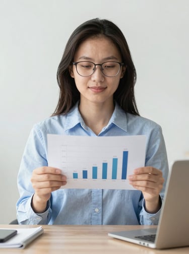 alt="femme admirant ses résultats à la hausse"