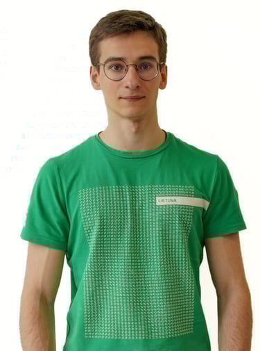 a man in a green shirt