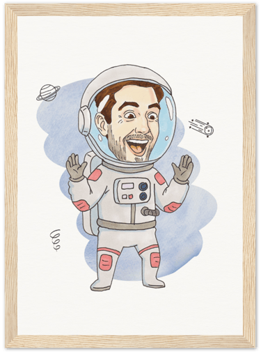 portrait homme style bd, astronaute, feutre alcool