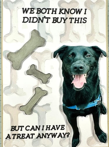 Birthday Card with a dog and some bones on the front