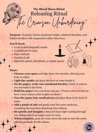 Blood Moon Ritual Releasing Ritual Soul Sisters Tarot