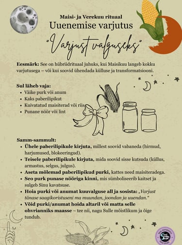 Maisikuu ja Verekuu Rituaal Uuenemise Küllus Soul Sisters Tarot