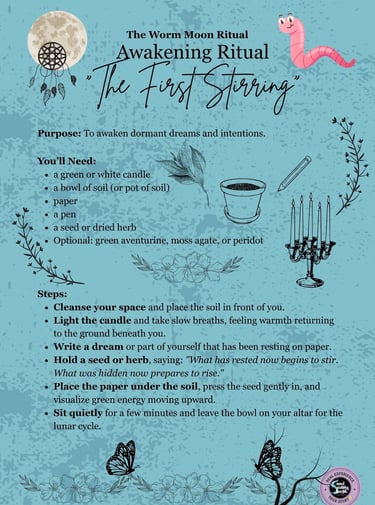 Worm Moon Ritual Page Awakening Ritual Soul Sisters Tarot