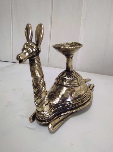 "Handcrafted brass camel with tribal lamp holder on back-Fit for export"