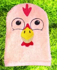 Motif-broderie-machine-ITH-gant de toilette-poule-lesbroderiesdenonette