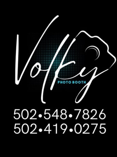 a logo for a photo booth at a Volky photo booth