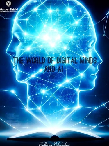 a person's head and shoulders with a book cover of the world of digital