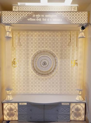 Corian mandir with 3d om
