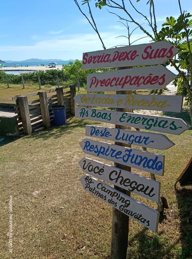 placa de inspiração no camping de palmas