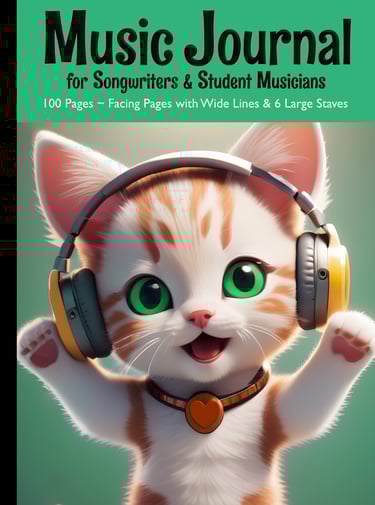Music Journal - Cute Cat wearing headphones