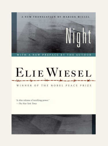 Book cover of Night - barbwire and blurred image of a building