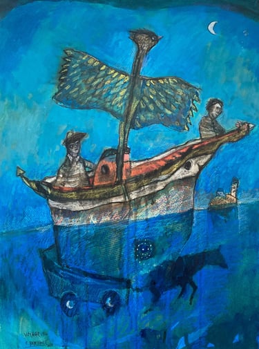 Peinture barque onirique