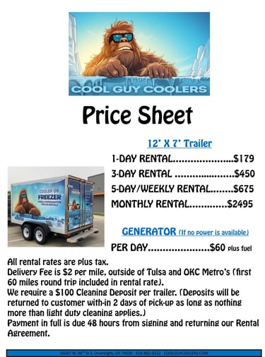Mobile Refrigerated Trailer Rental Price List