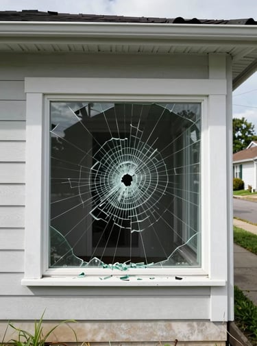 Vitre cassée sur fenêtre de maison suite à un choc – Remplacement vitrage en urgence, vitrier Hérault