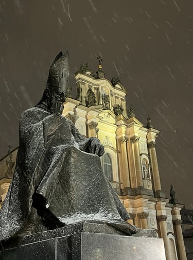 Warsaw church in the snow