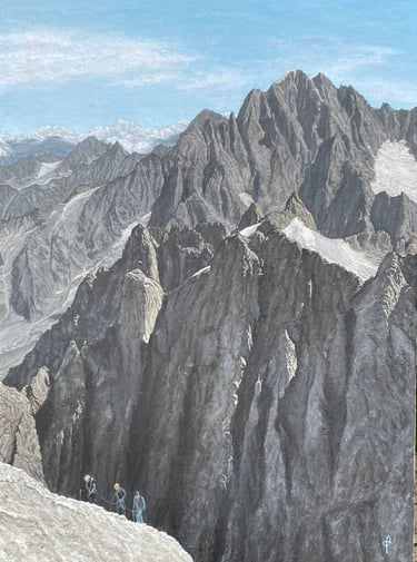 Tableau peinture à l'huile - Océan minéral (Chamonix, massif du Mont-Blanc)