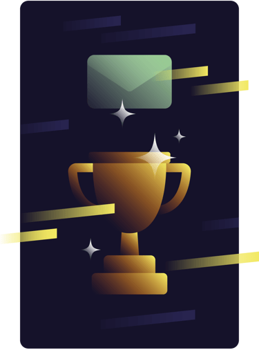 Illustration of trophy and email symbol for Badass Reboot mini course reward
