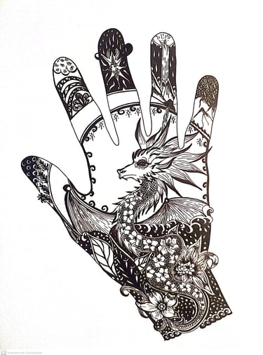 handgetekend hand draak vrouw