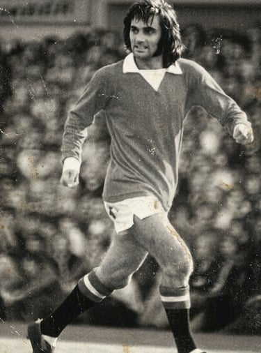 George Best damaged B&W image