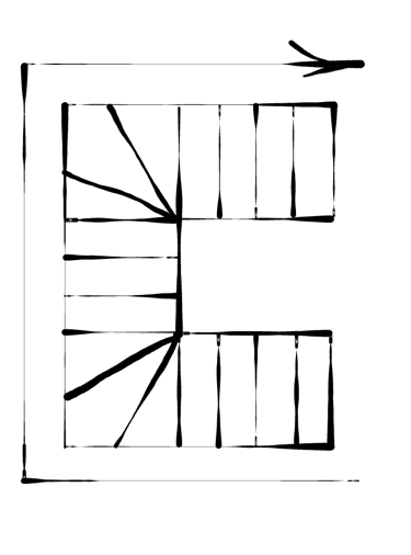 C formos laiptų eskizas