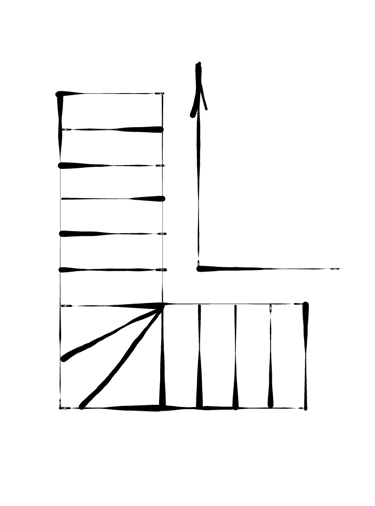 L formos laiptų eskizas