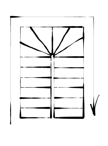 U formos laiptų eskizas