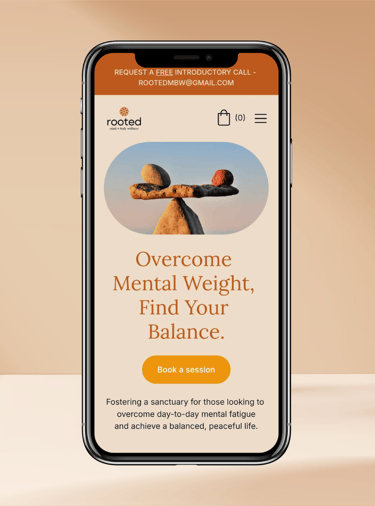 Rooted brand and web design for a mental wellness service.