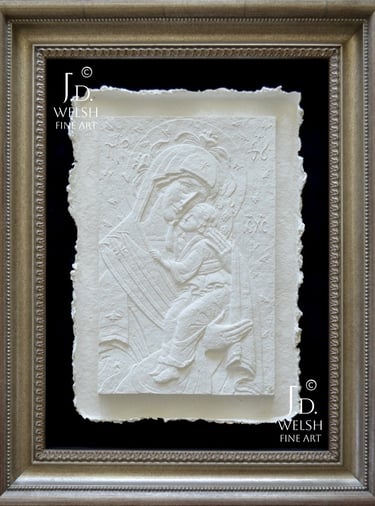 In Adoration and Jubilee - Sacred Art Icon Relief Sculpture - Cast Cotton - Jeremiah D Welsh