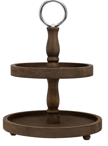 two tier wooden turntable