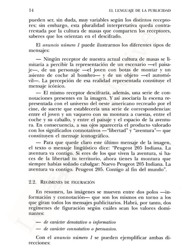 el lenguaje de la publicidad peugeot 205 indiana 1993