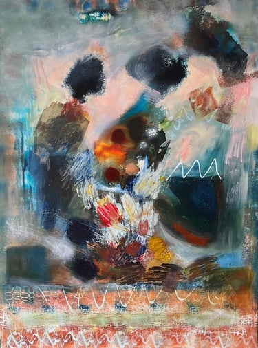 ember bloom abstract acrylic painting by nikki kelly art