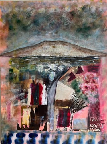 rangitoto-  acrylic on canvas, — Nikki Kelly