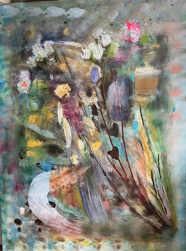 Beer & swans-  acrylic on canvas, — Nikki Kelly